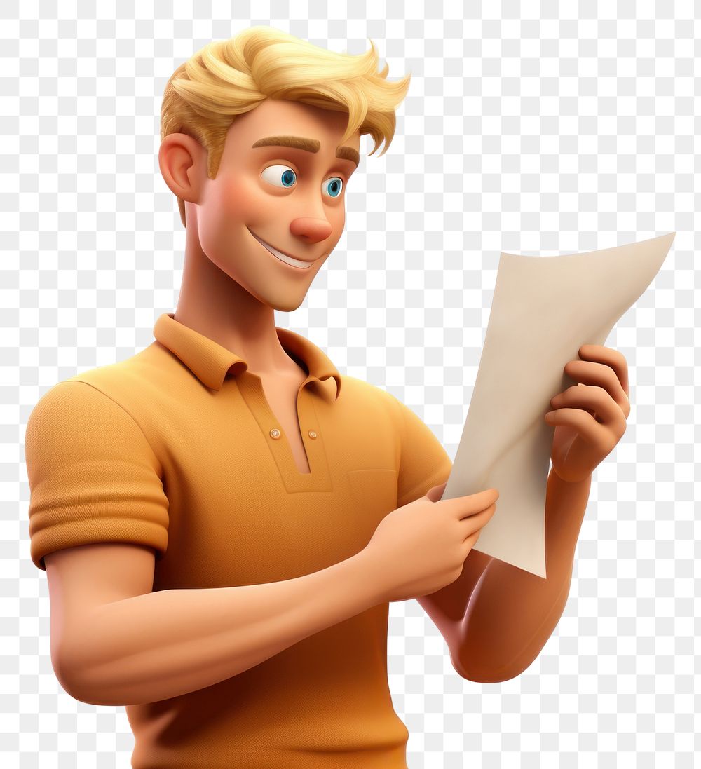 PNG Smiling reading cartoon paper. AI generated Image by rawpixel.