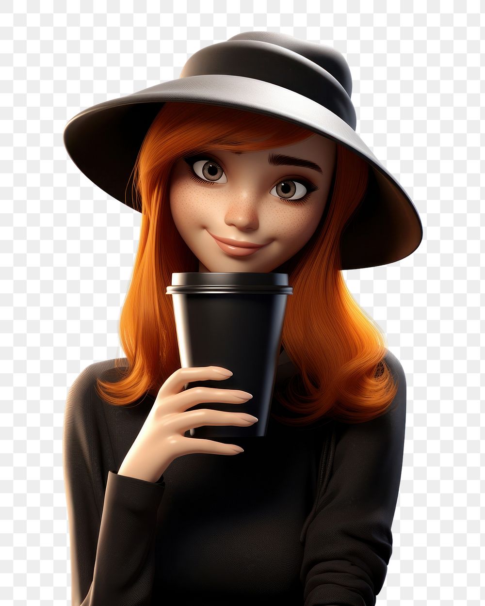 PNG  Portrait cup holding cartoon. AI generated Image by rawpixel.