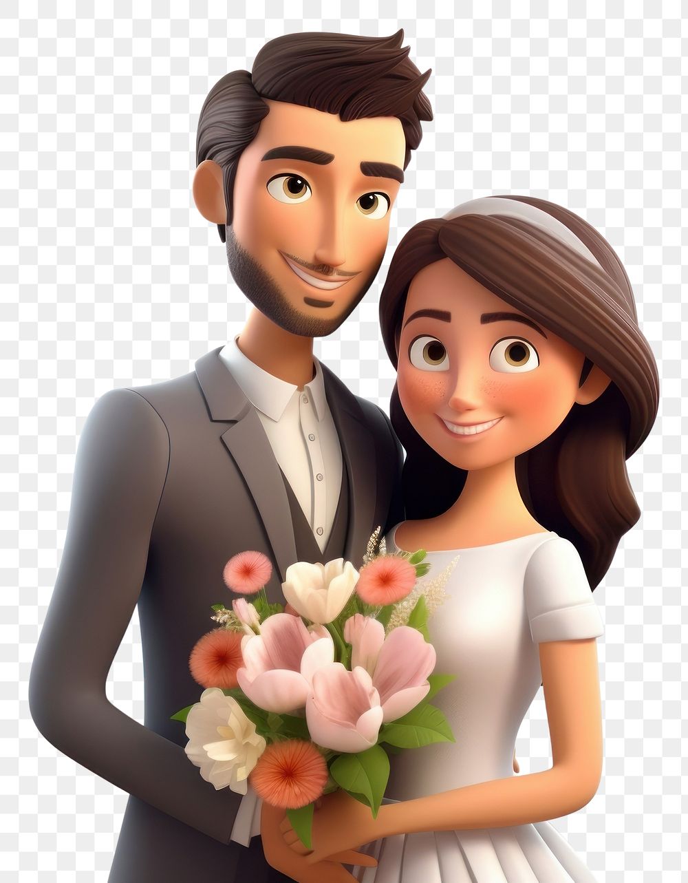 PNG Wedding cartoon flower adult. AI generated Image by rawpixel.