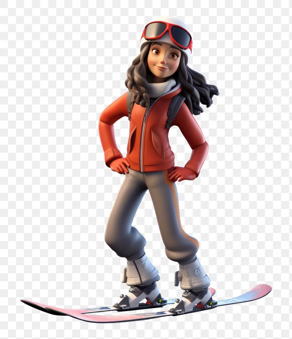 PNG Footwear figurine cartoon skiing. AI generated Image by rawpixel.