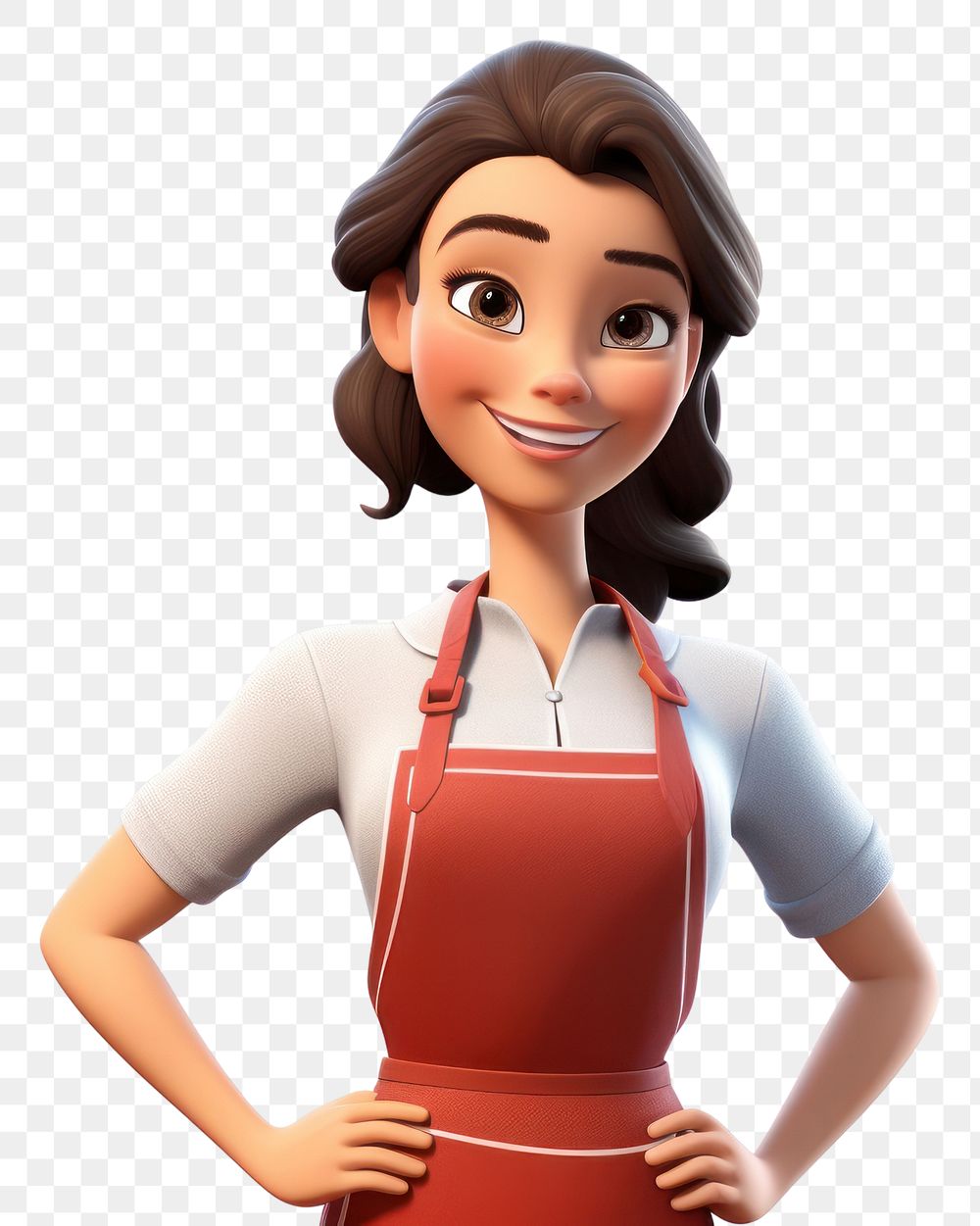 PNG Smiling cartoon adult woman. 