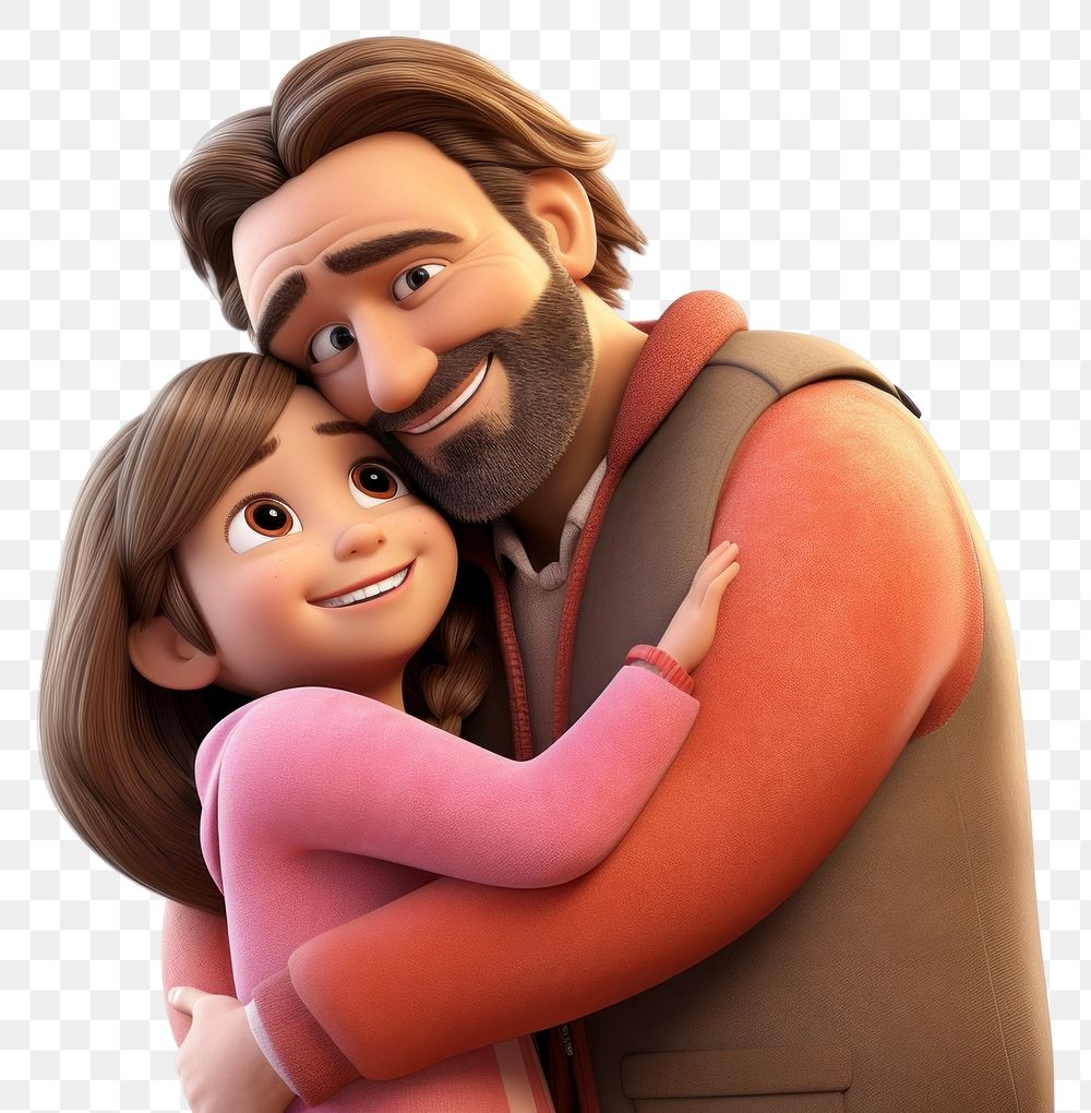 PNG Hugging cartoon smiling adult. AI generated Image by rawpixel.
