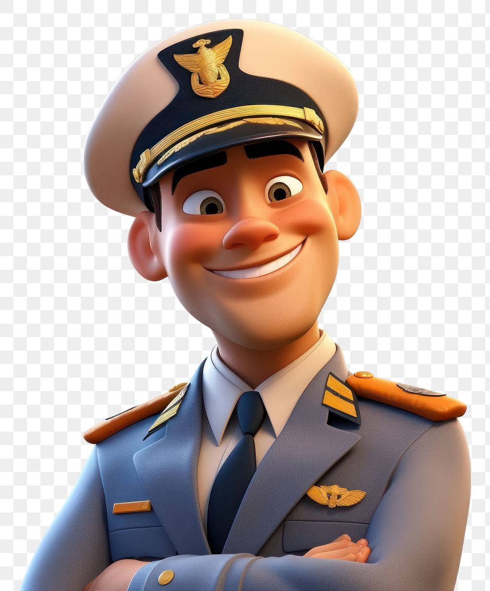 PNG Cartoon officer captain transparent background. AI generated Image by rawpixel.