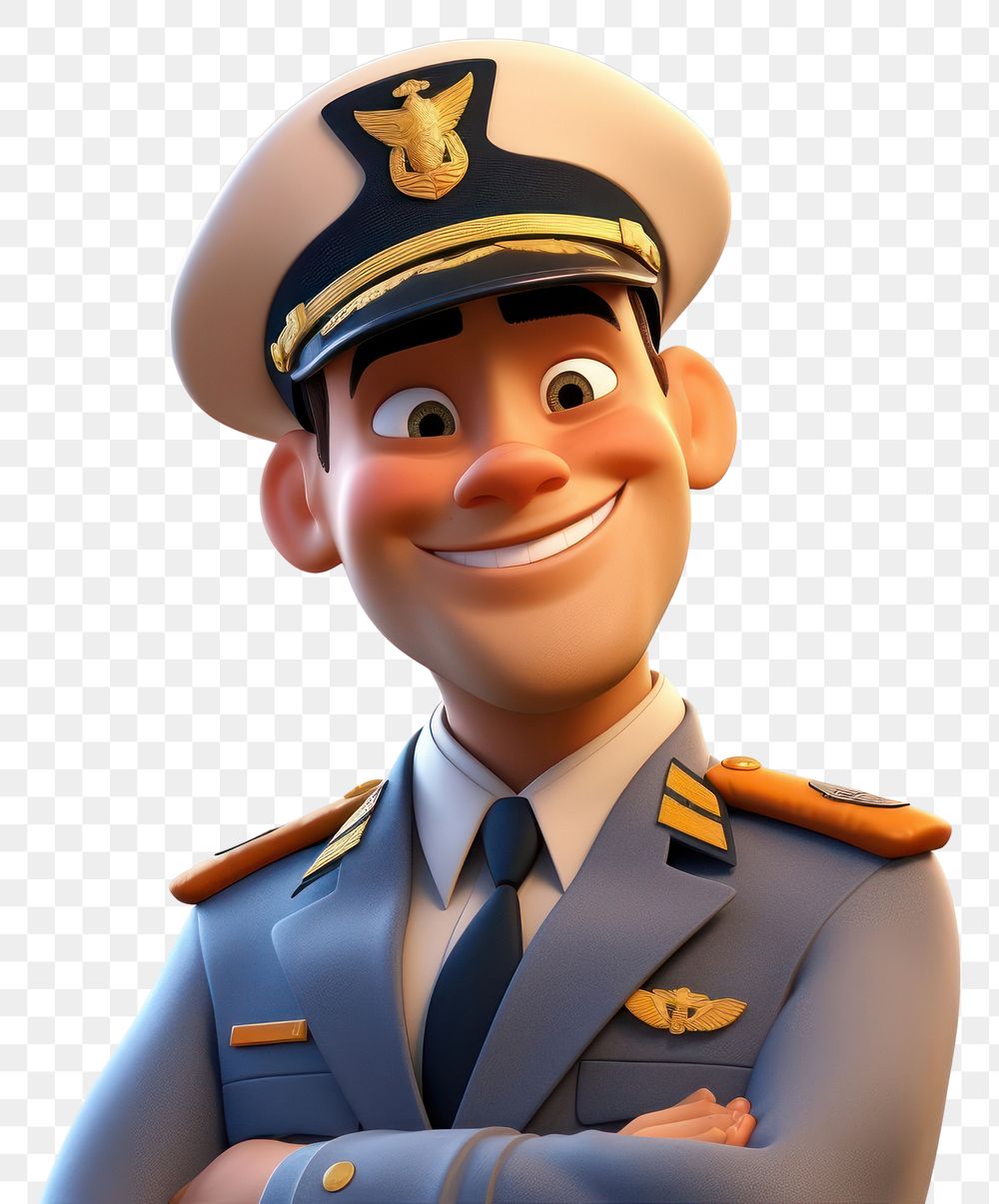 PNG Cartoon officer captain transparent background. 