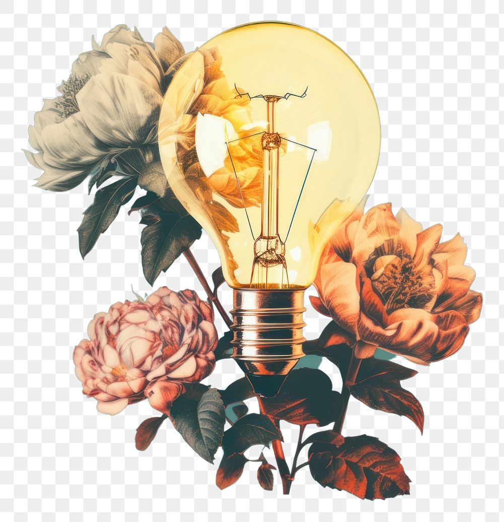 PNG Light lightbulb flower lamp. AI generated Image by rawpixel.