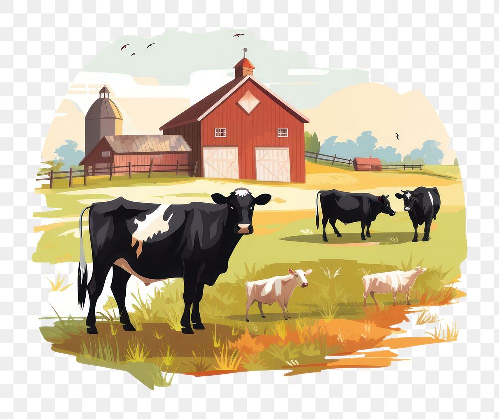 PNG Farm cow architecture livestock. AI generated Image by rawpixel.