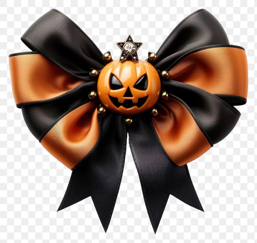 PNG Halloween pumpkin ribbon bow. AI generated Image by rawpixel.