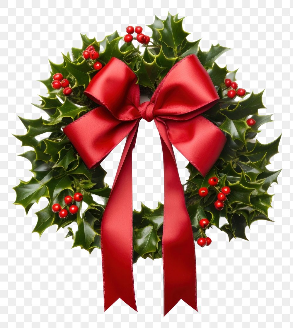 PNG Christmas wreath ribbon plant. AI generated Image by rawpixel.