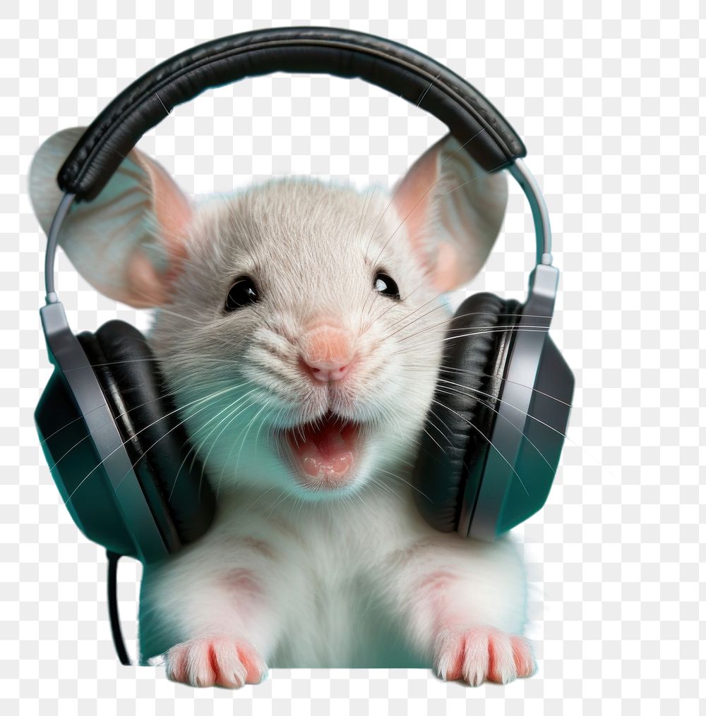 PNG Headphones rodent mammal mouse. AI generated Image by rawpixel.