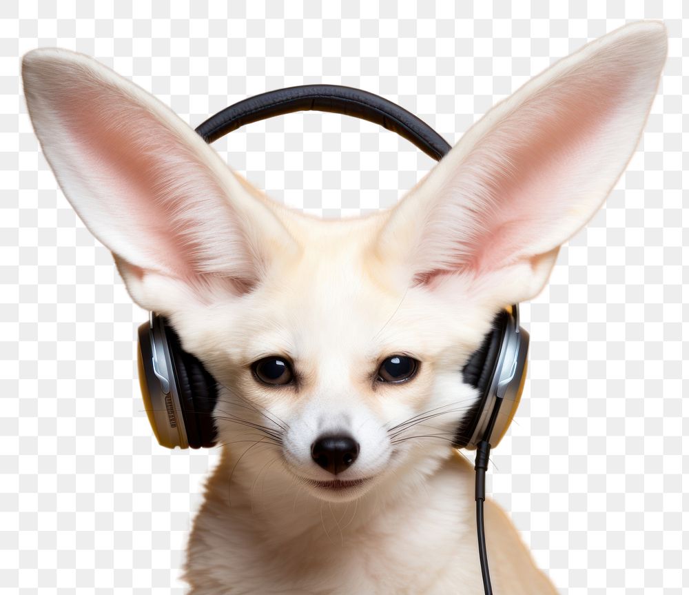 PNG Fox headphones mammal animal. AI generated Image by rawpixel.