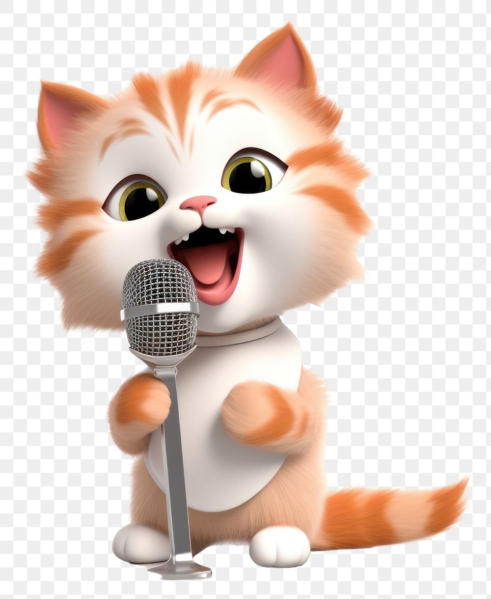 PNG Microphone cartoon mammal white. AI generated Image by rawpixel.