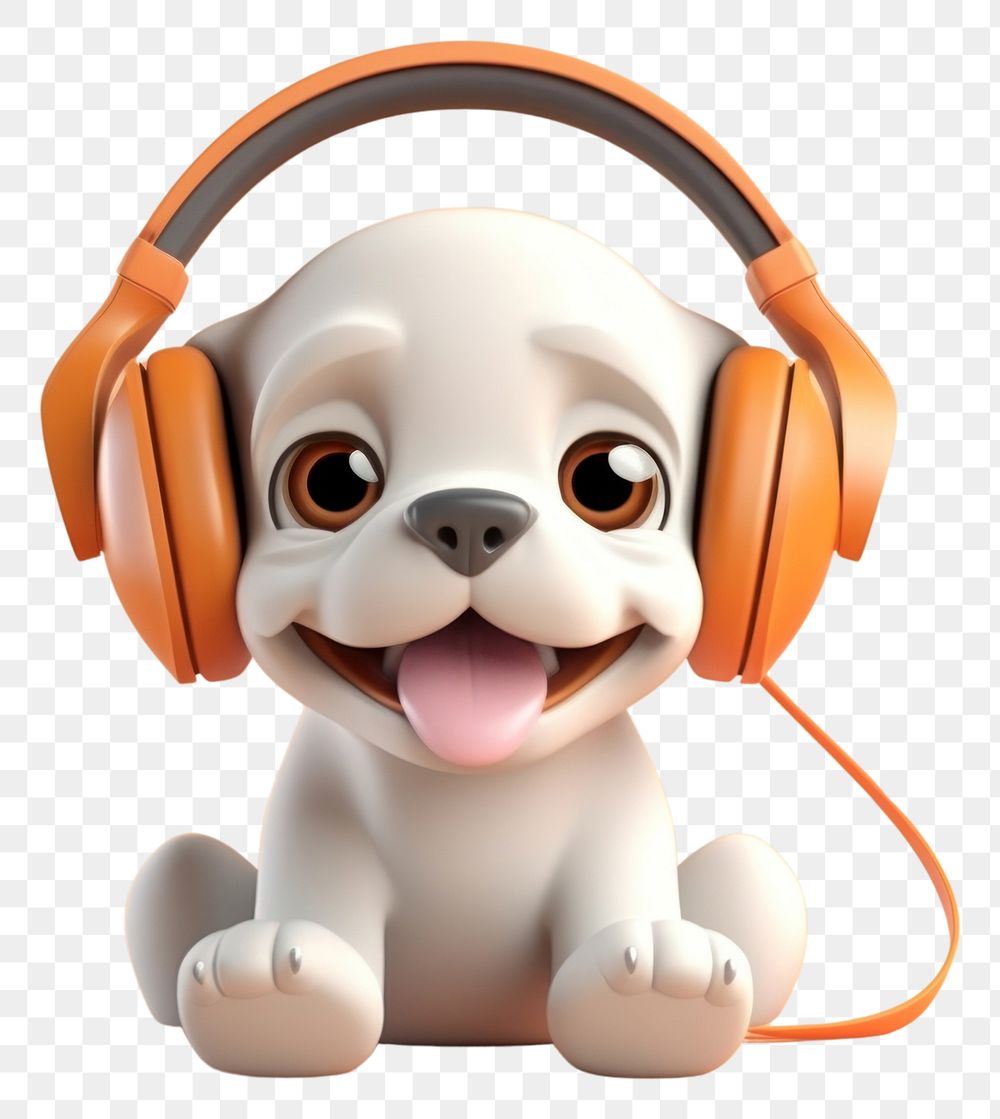 PNG Cartoon headphones cute dog. 