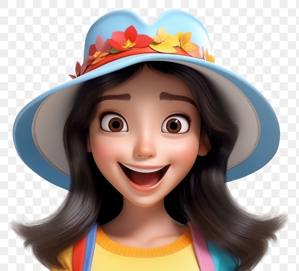 PNG Portrait smiling cartoon hat. AI generated Image by rawpixel.