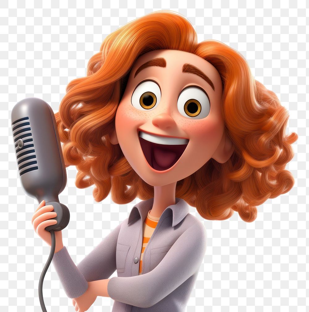PNG Cartoon microphone female adult. AI generated Image by rawpixel.