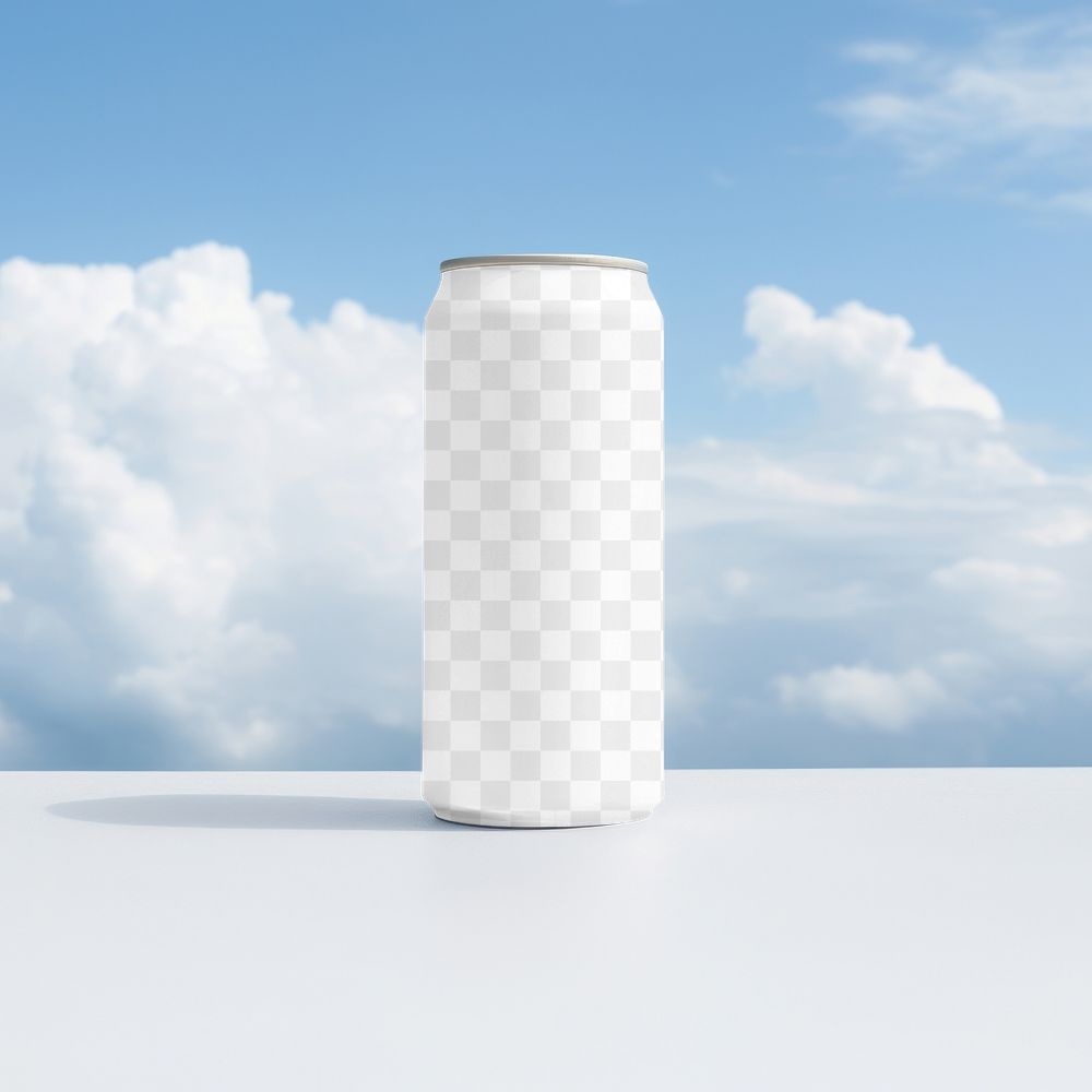 Soda can png transparent mockup, realistic product packaging