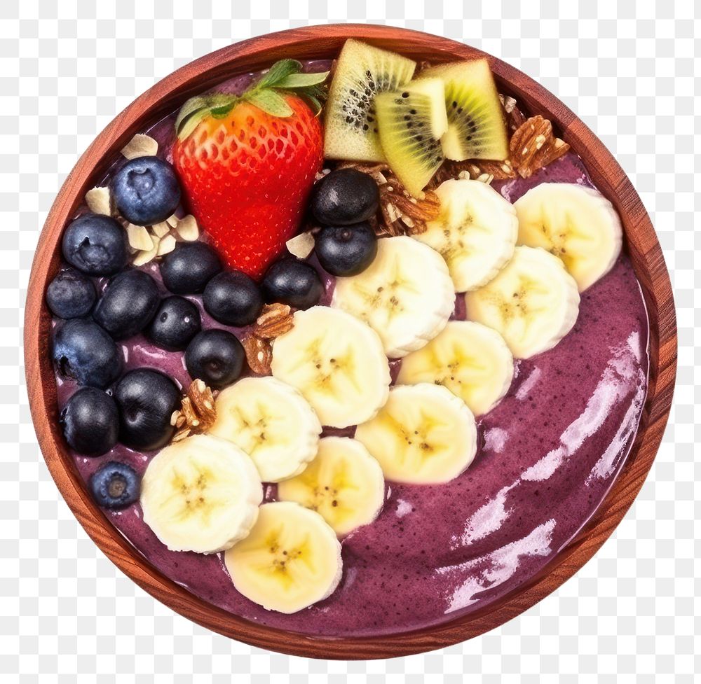 PNG Bowl blueberry banana fruit. AI generated Image by rawpixel.