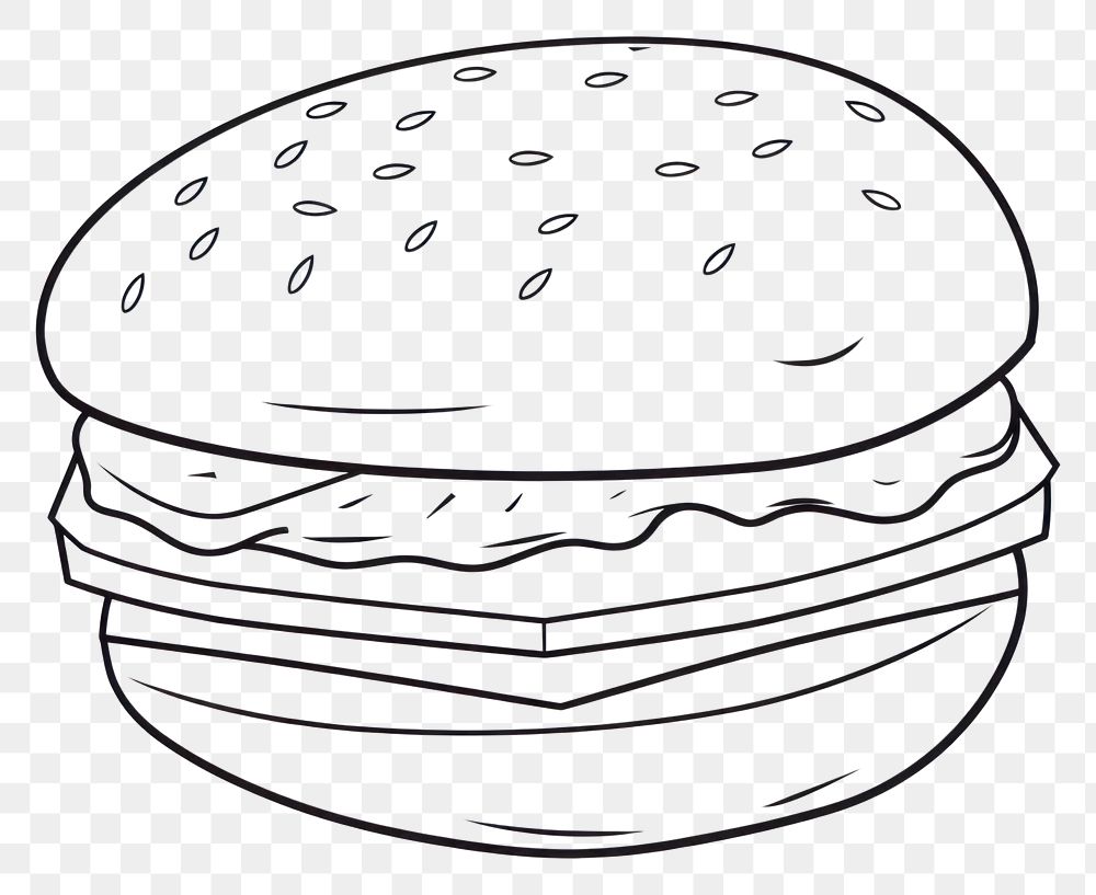 PNG Hamburger food line monochrome. AI generated Image by rawpixel.