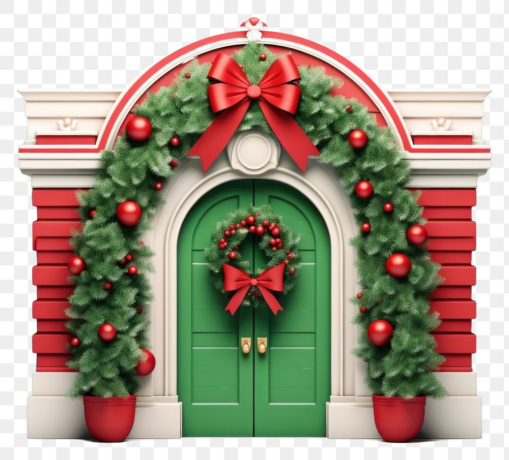 PNG Christmas wreath green door. AI generated Image by rawpixel.