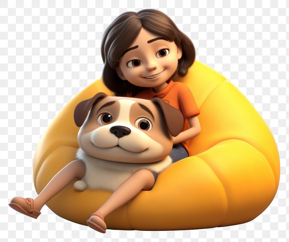PNG Sitting cartoon cute dog. AI generated Image by rawpixel.