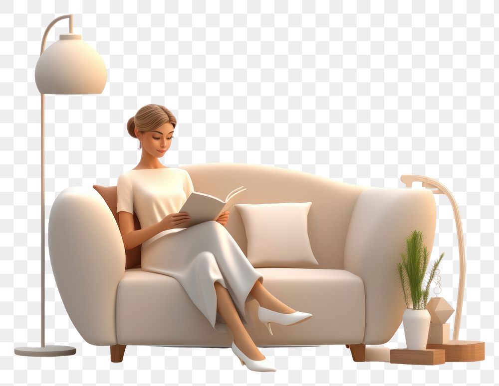PNG Furniture armchair sitting reading. AI generated Image by rawpixel.
