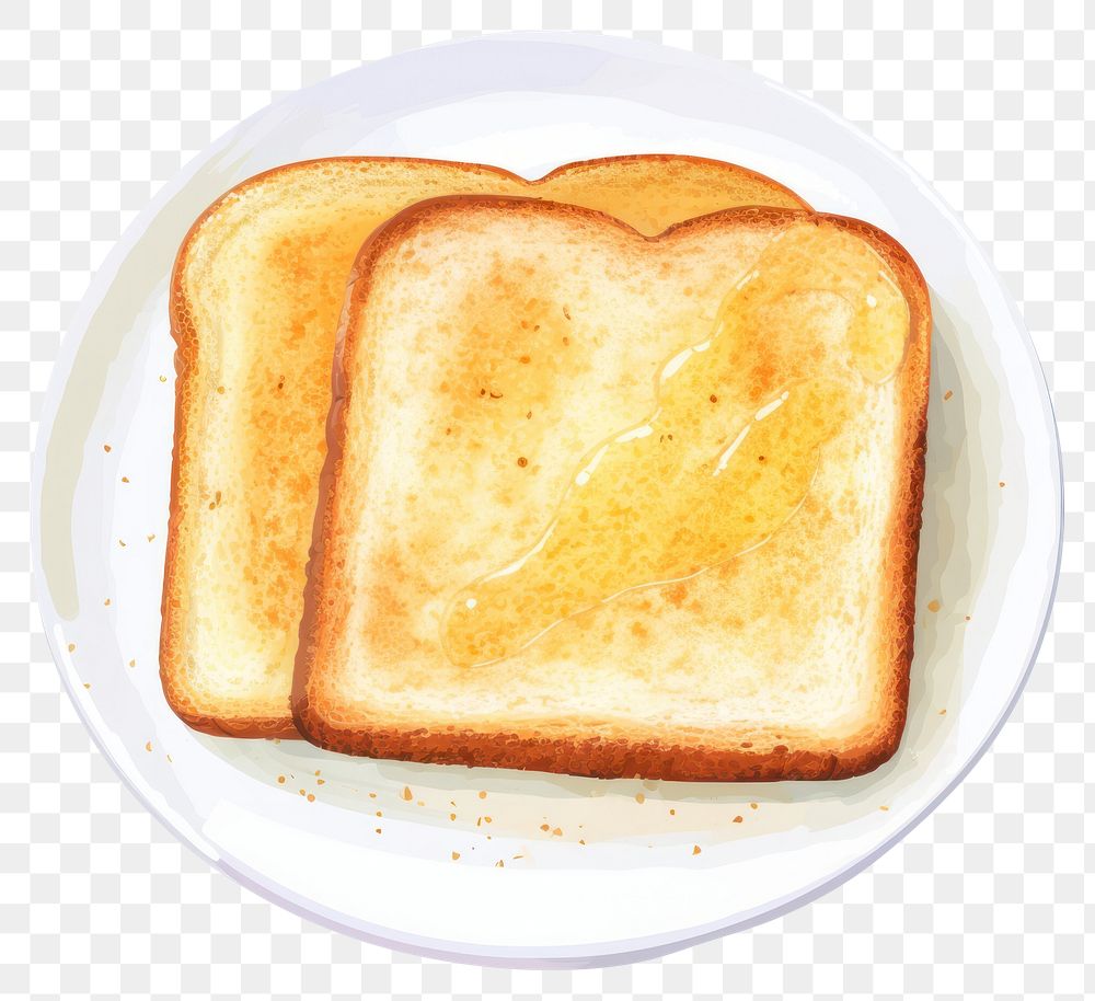 PNG Plate breakfast bread toast. AI generated Image by rawpixel.