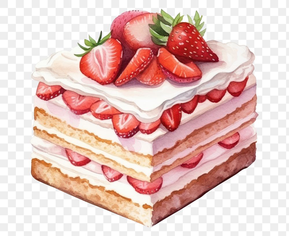 PNG Cake strawberry dessert cream. AI generated Image by rawpixel.