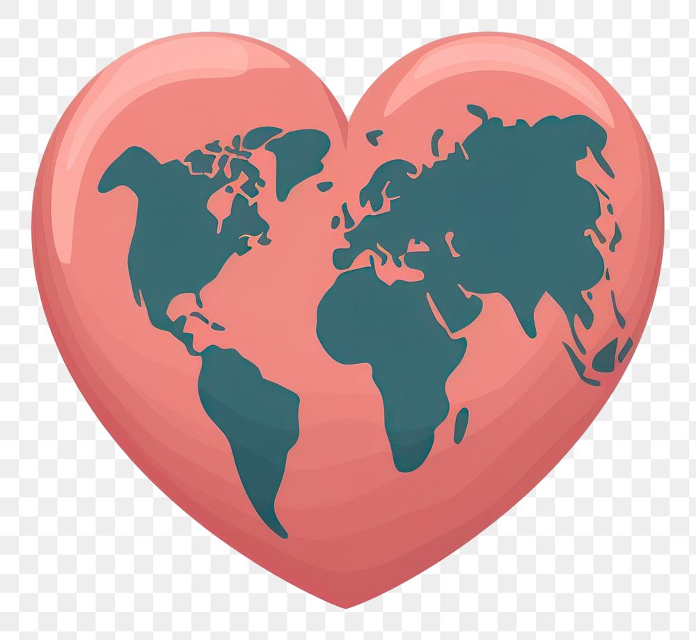 PNG Heart symbol shape earth transparent background