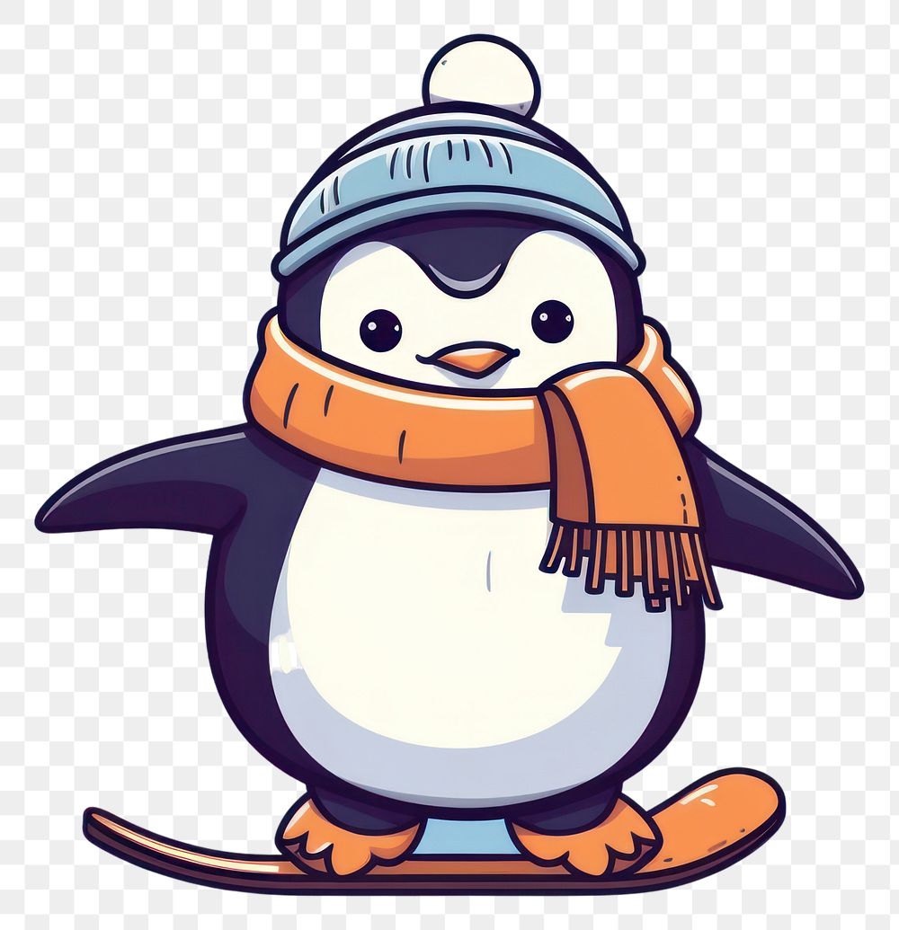 PNG Penguin winter snow cartoon transparent background