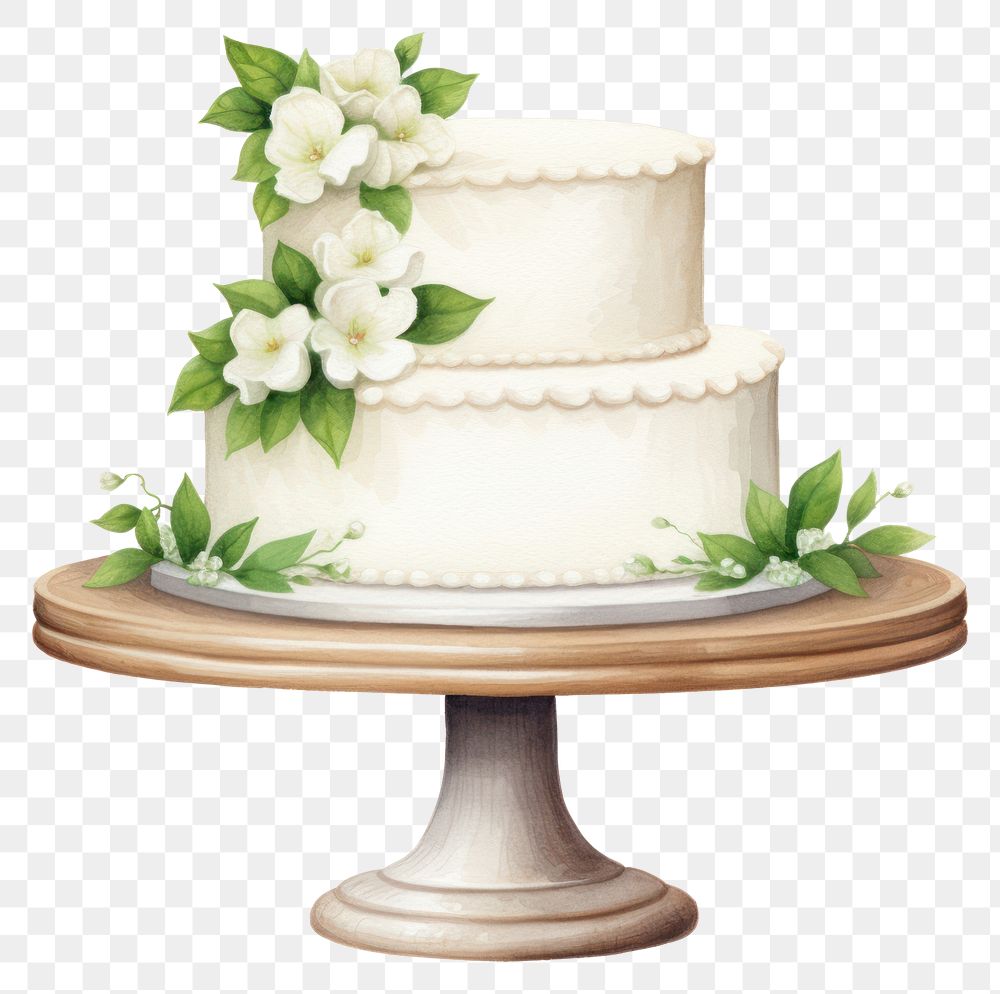 PNG Wedding cream cake dessert, digital paint illustration. AI generated image