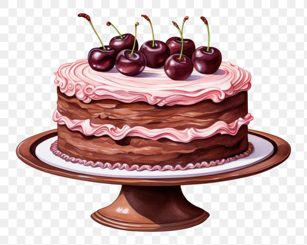PNG Cake chocolate dessert cream, digital paint illustration. AI generated image