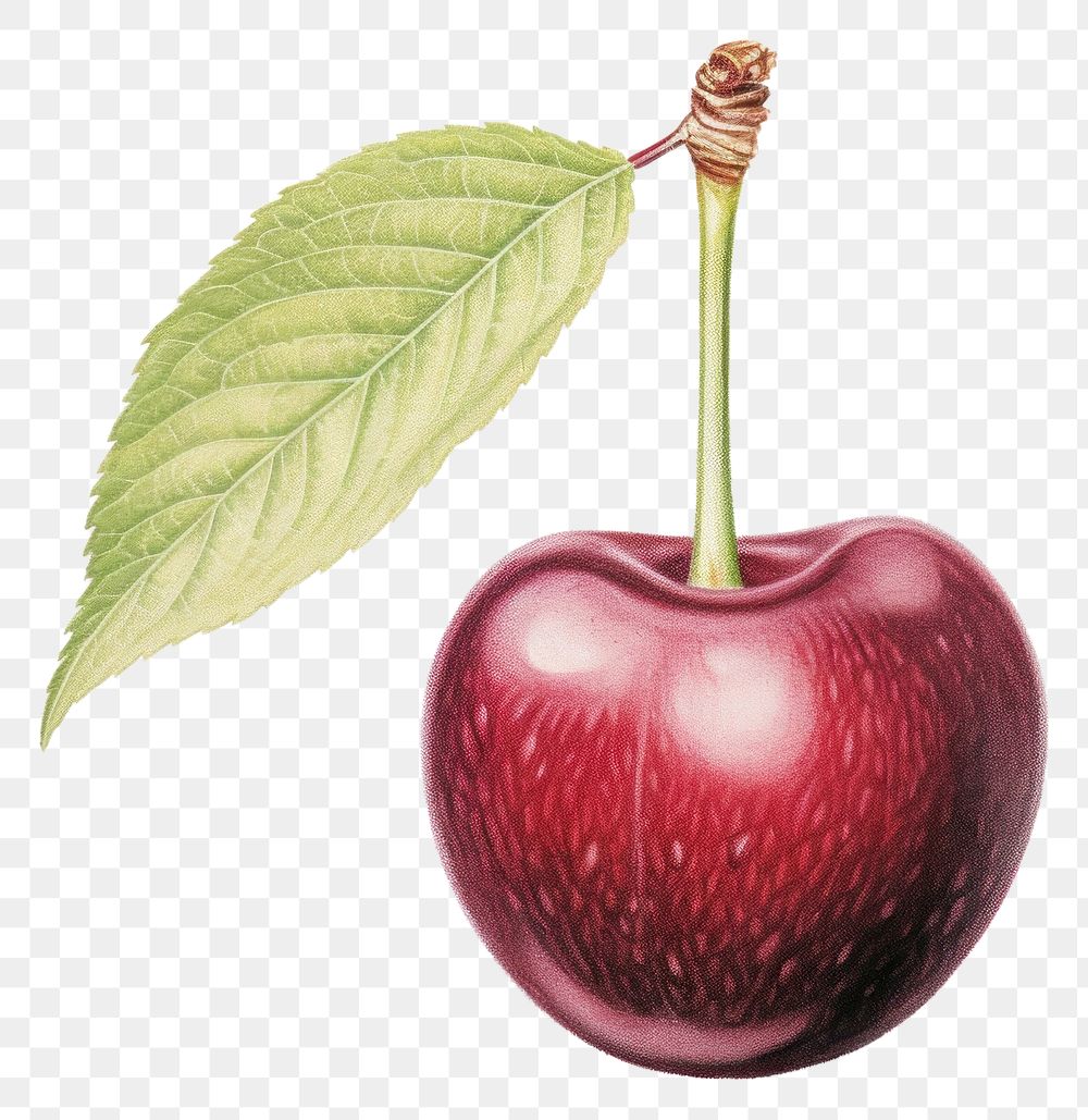 PNG cherry illustration with leaf.