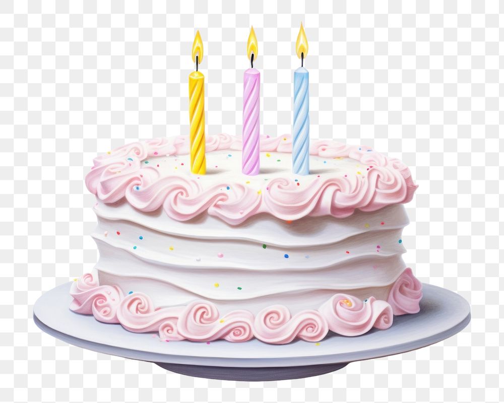 PNG Cream cake birthday dessert, digital paint illustration. AI generated image