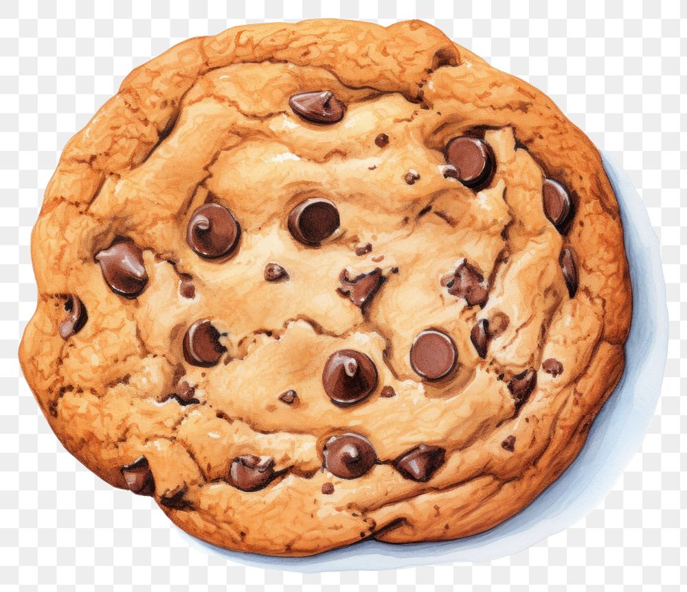 PNG Cookie chocolate food chocolate chip cookie, digital paint illustration.