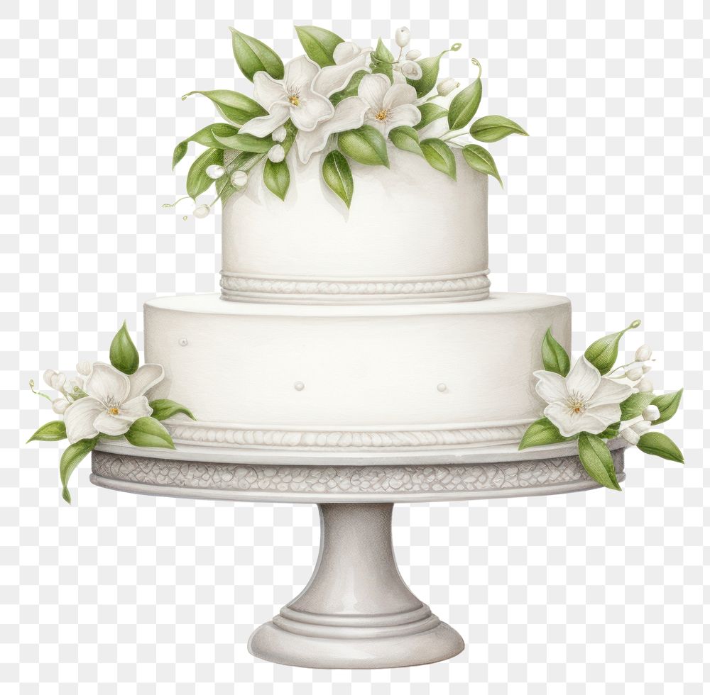 PNG Wedding cake dessert flower, digital paint illustration. AI generated image