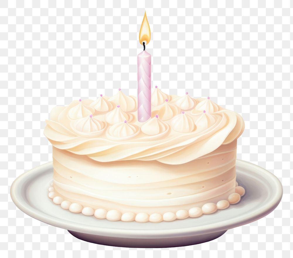 PNG Candle cream cake birthday, digital paint illustration. AI generated image