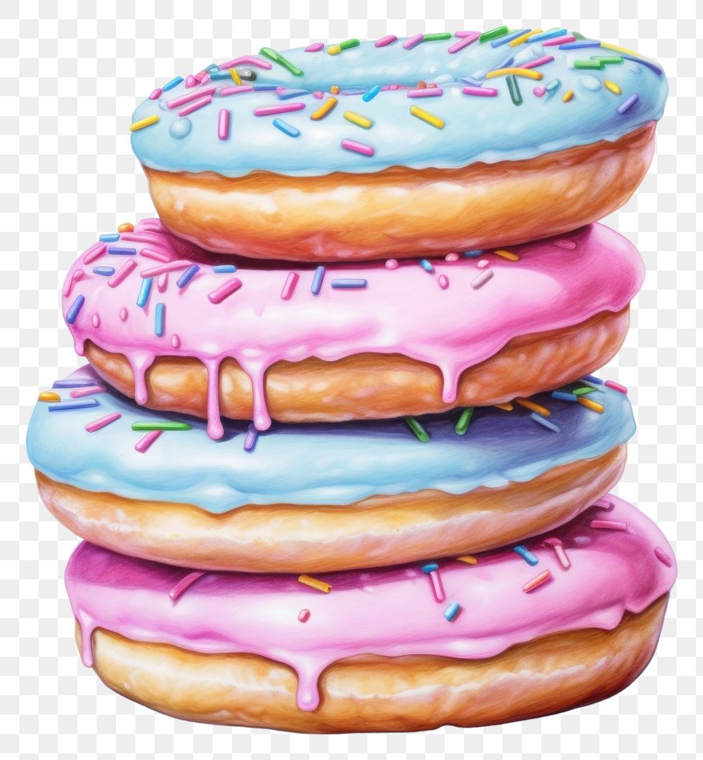 PNG Donut dessert icing food, digital paint illustration. 