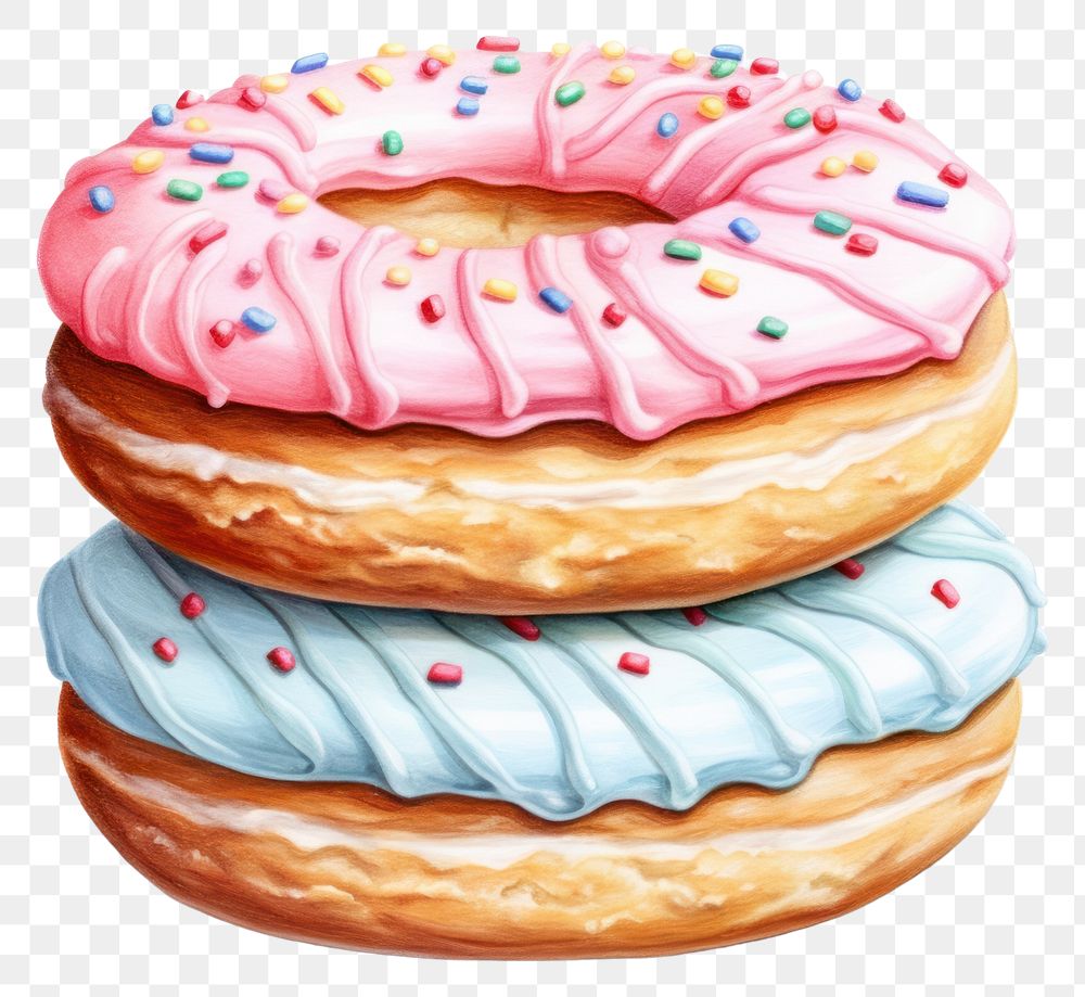 PNG Donut dessert icing food, digital paint illustration. AI generated image