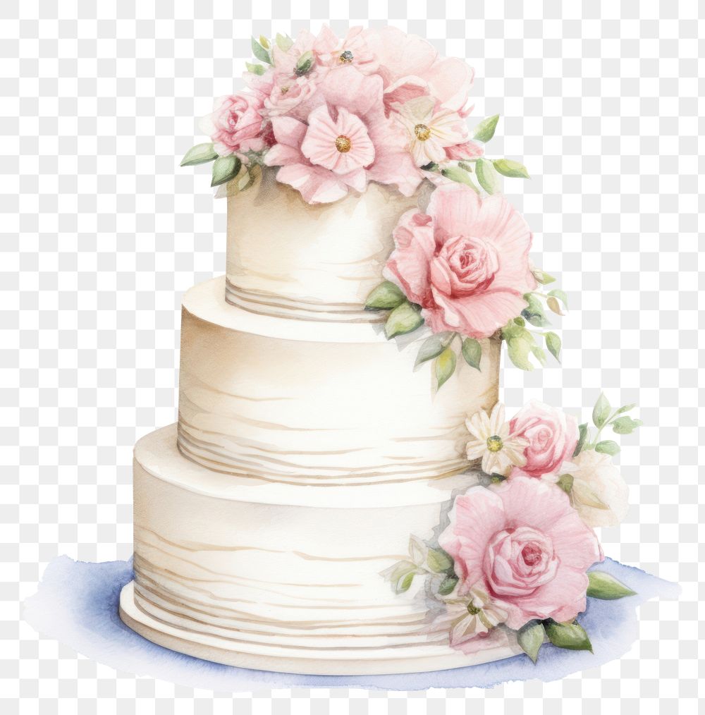 PNG Wedding flower cream cake transparent background