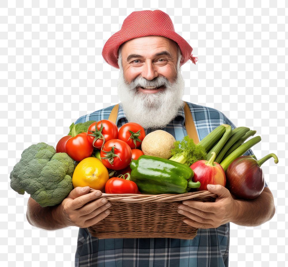 PNG Vegetable portrait farmer adult. AI generated Image by rawpixel.