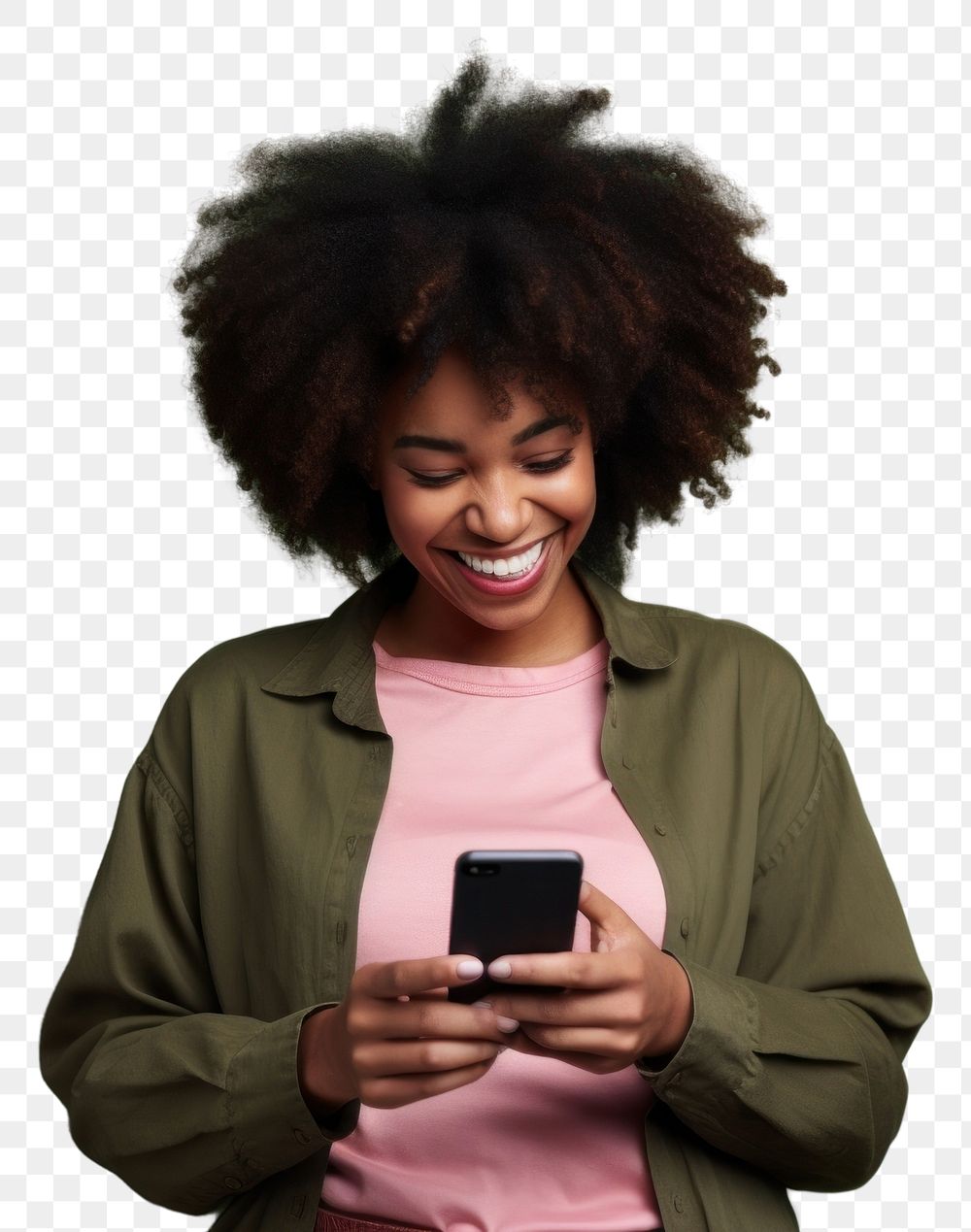 PNG Looking adult happy phone. AI generated Image by rawpixel.