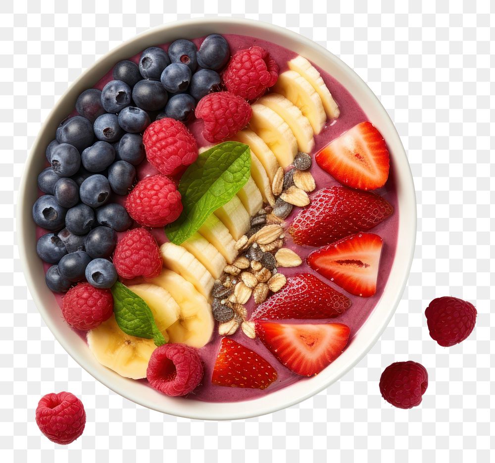 PNG Fruit bowl raspberry blueberry. AI generated Image by rawpixel.