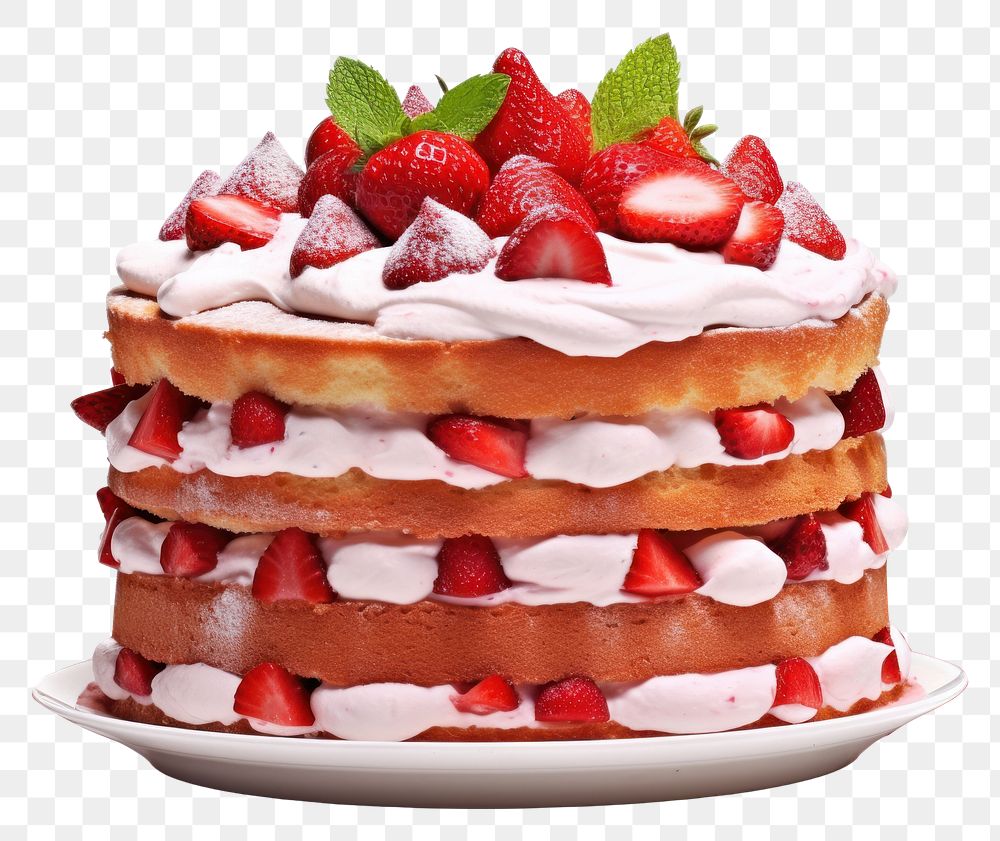 PNG Strawberry cake dessert fruit. AI generated Image by rawpixel.