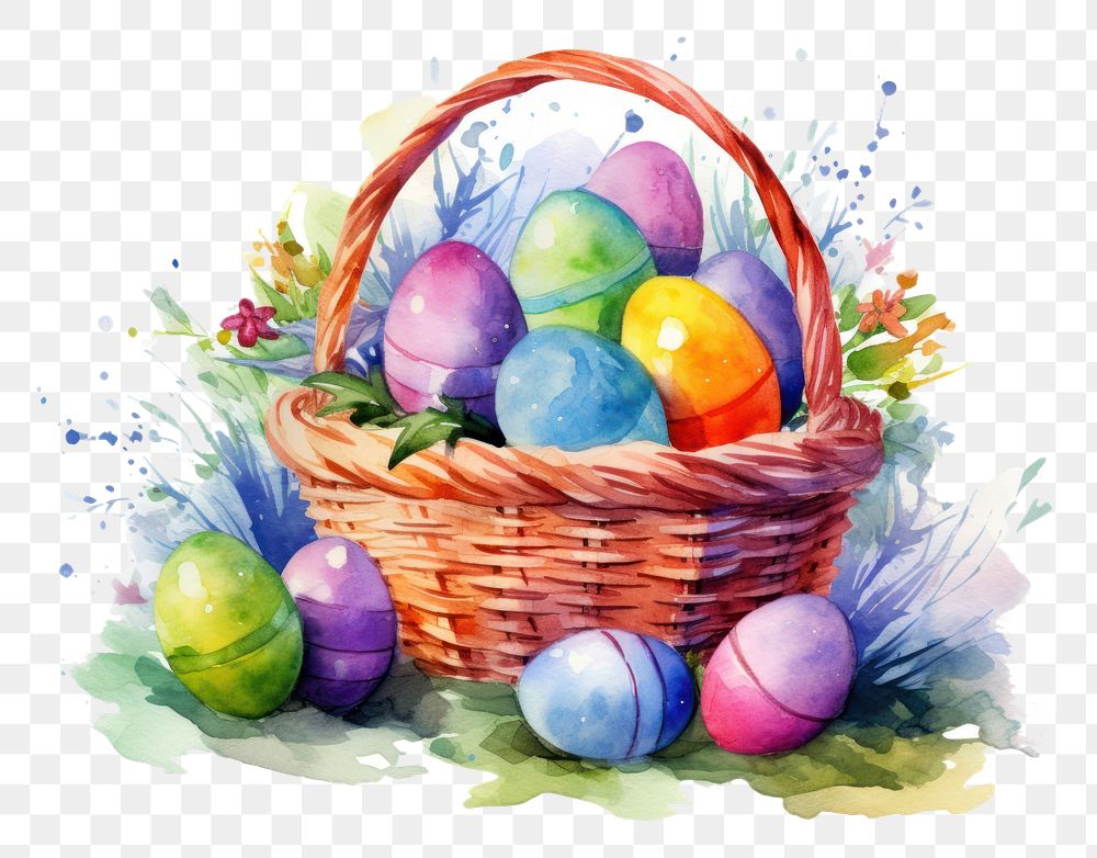 PNG Basket egg easter celebration. AI generated Image by rawpixel.