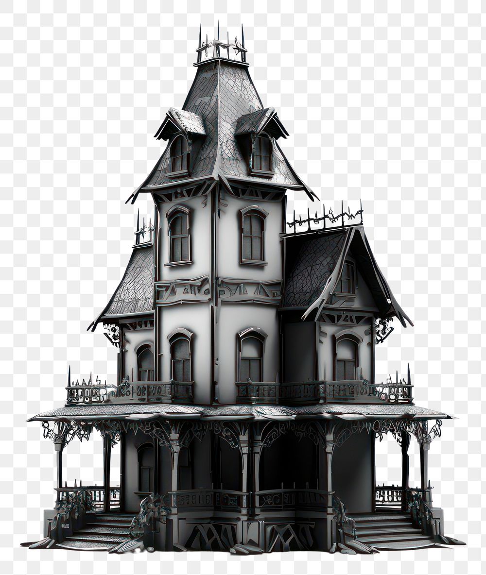 PNG Haunted house architecture building sketch. 