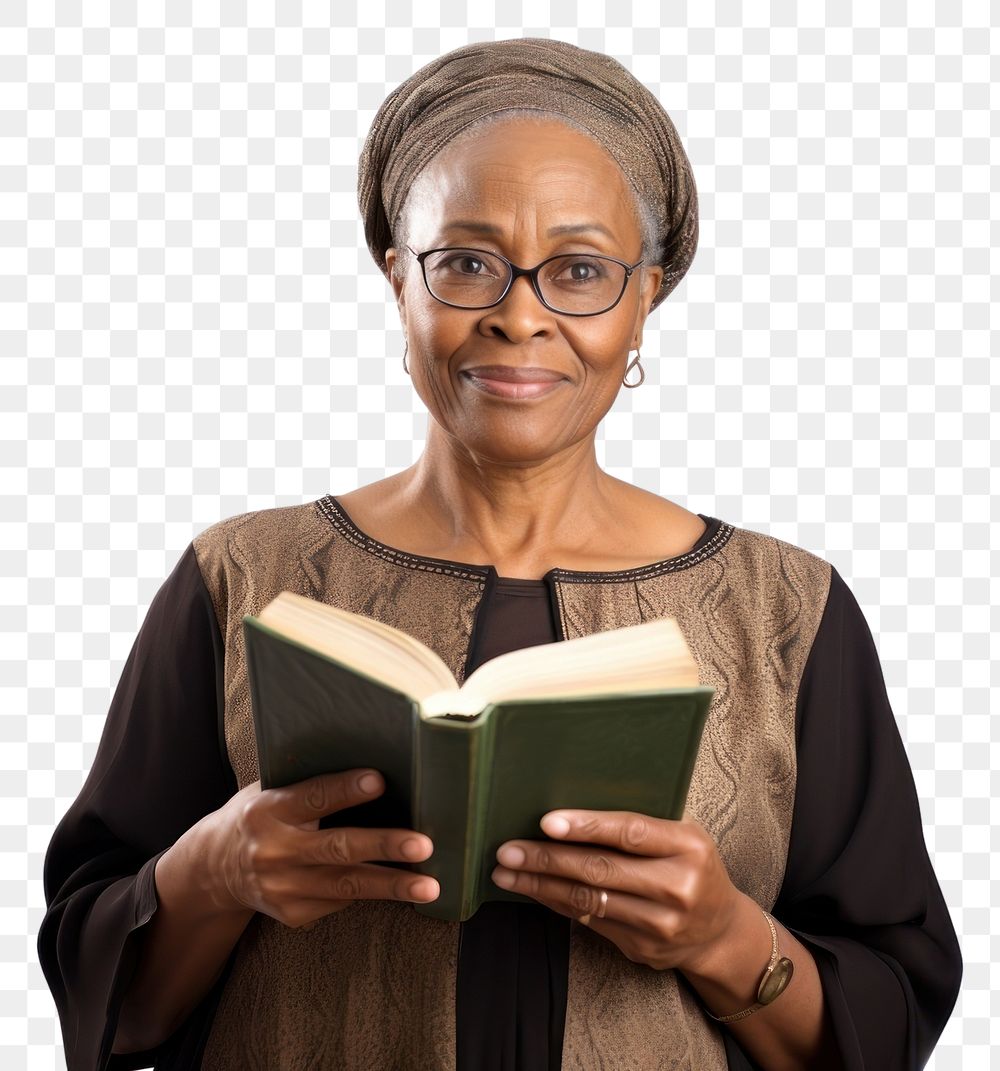 PNG African american woman teacher publication glasses reading. AI generated Image by rawpixel.