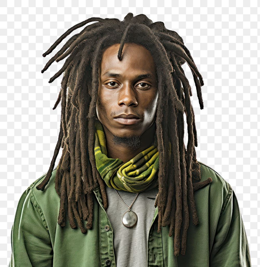 PNG Dreadlocks portrait green photo. 