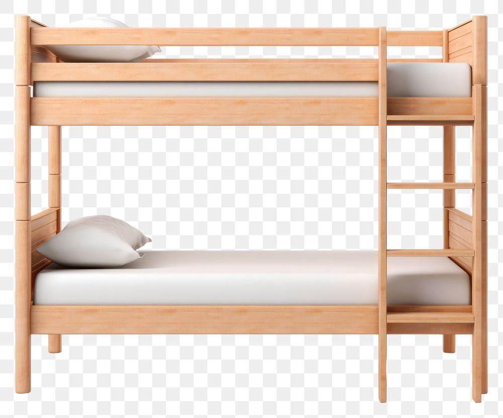 PNG Minimal wooden bunk bed furniture white background architecture. AI generated Image by rawpixel.