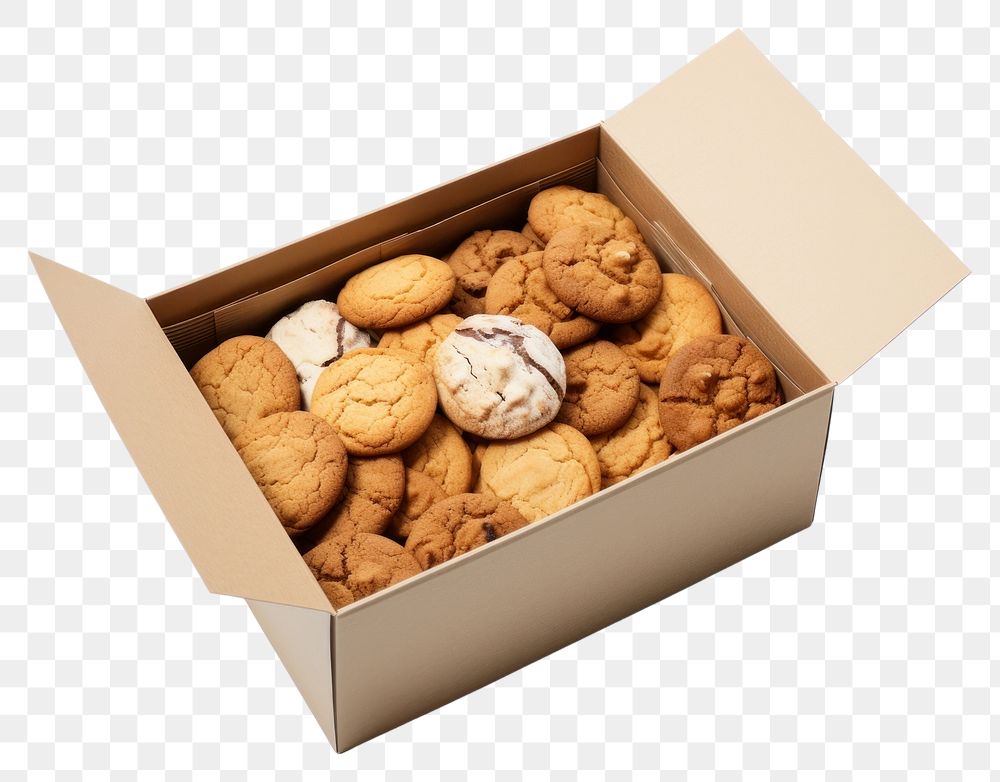 PNG Box cardboard cookie food. AI generated Image by rawpixel.