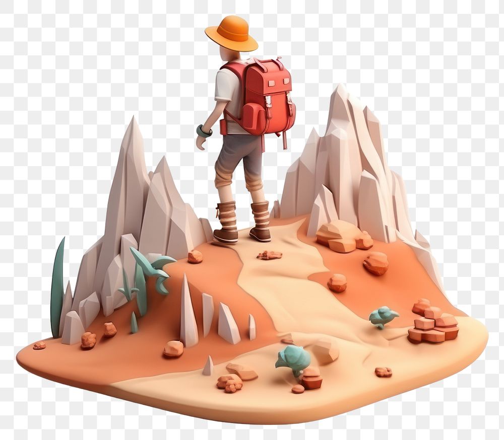 PNG Hiking adventure figurine outdoors. AI generated Image by rawpixel.