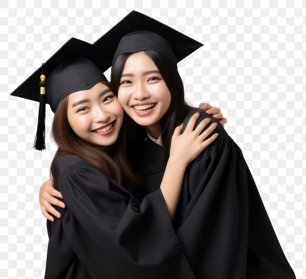 PNG Cheerful Asian woman graduation cheerful success. AI generated Image by rawpixel.
